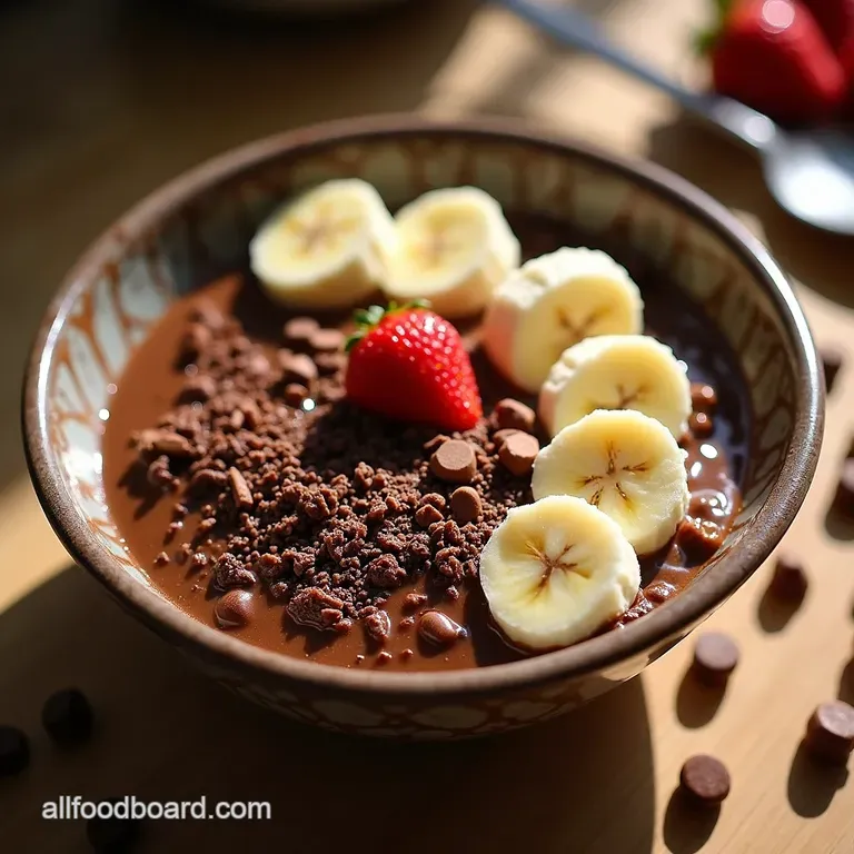 The Black Forest Gateau Breakfast HighProtein Chocolate Banana Cottage Cheese Dream Bowl presentation