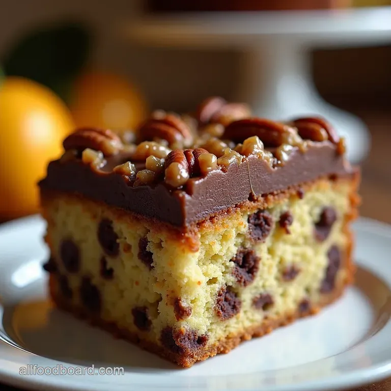 The Better Than the Department Store Chocolate Chip Pecan Crunch Cake presentation