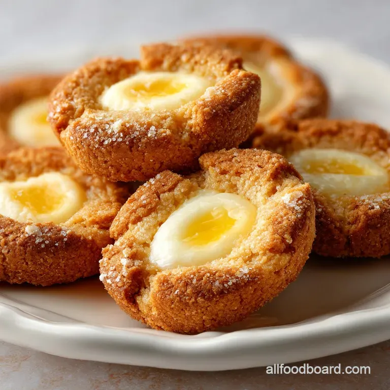 Pale yellow butter cookies piled high on a white platter, showing soft centers and a light, sugary crystalline glaze.