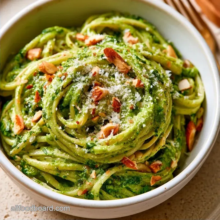Cilantro Pesto Pasta with Toasted Almonds