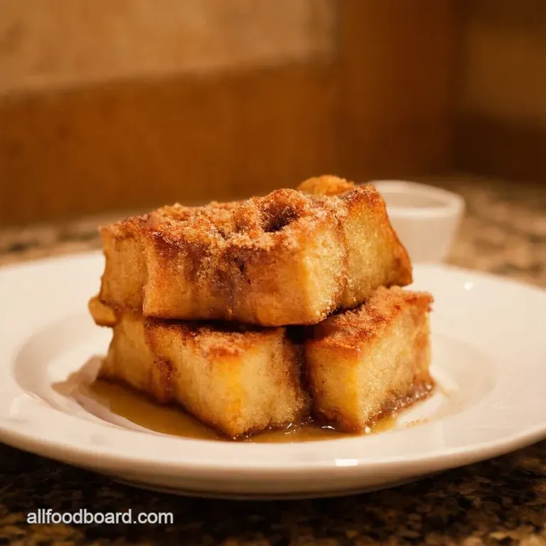 Cinnamon Roll French Toast Bites presentation