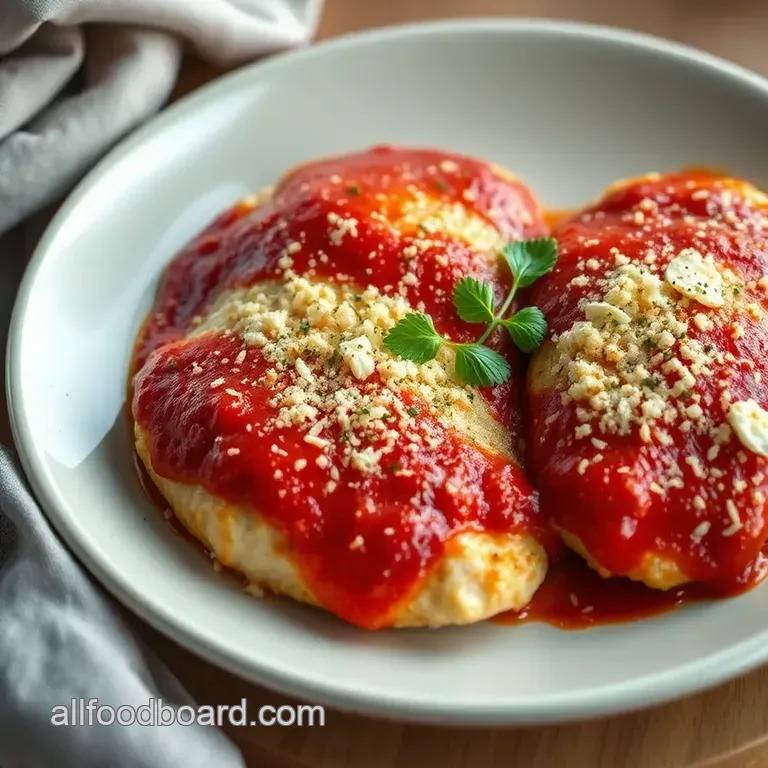 Classic Chicken Parmesan with Marinara Sauce and Mozzarella presentation