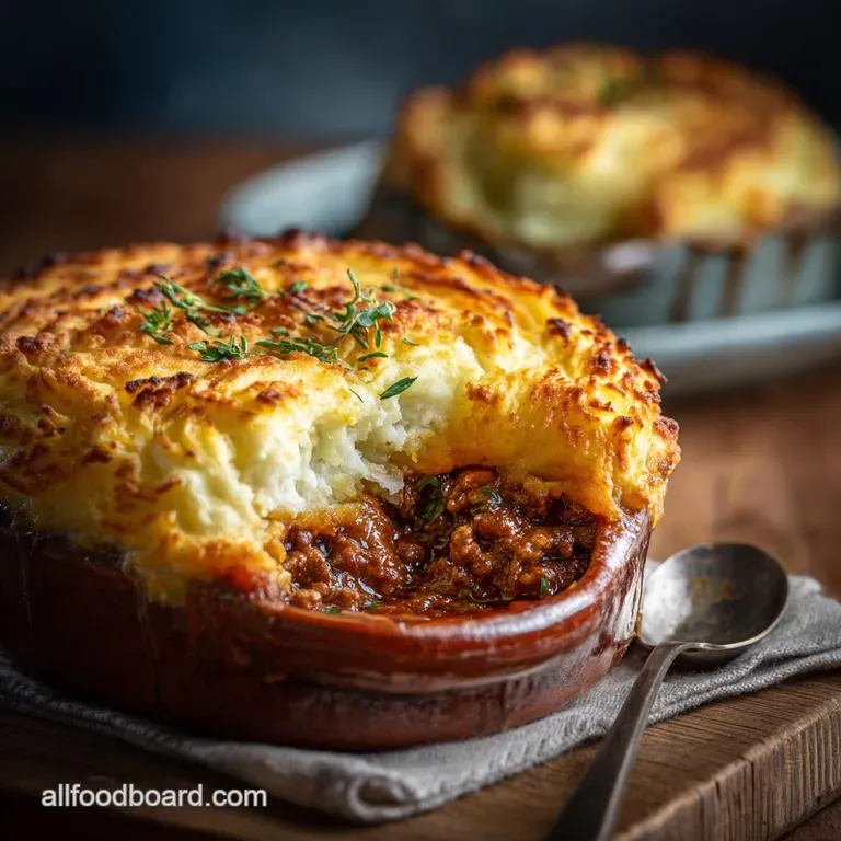 Cottage Pie: Rich Filling Creamy Mash Topping presentation