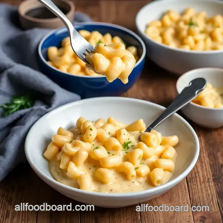 Baked Elbow Macaroni in Creamy Cheddar Sauce presentation