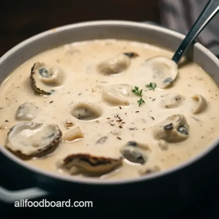 Classic Creamy Oyster Stew presentation