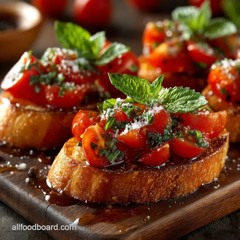 Sundrenched Tomato Basil and Garlic Bruschetta the Classic Italian Starter presentation