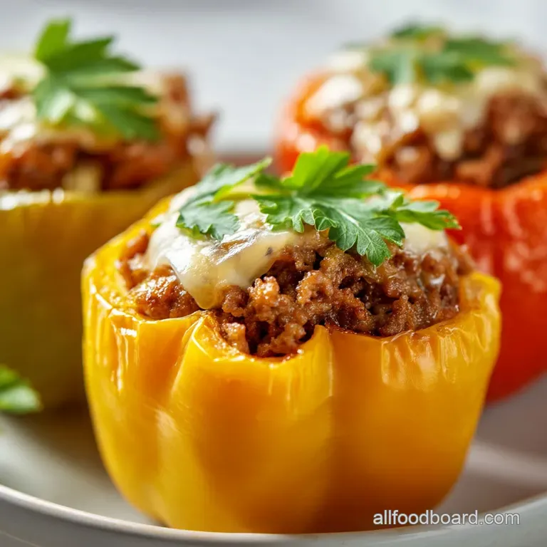 Stuffed Peppers with Ground Beef: Classic Supper presentation