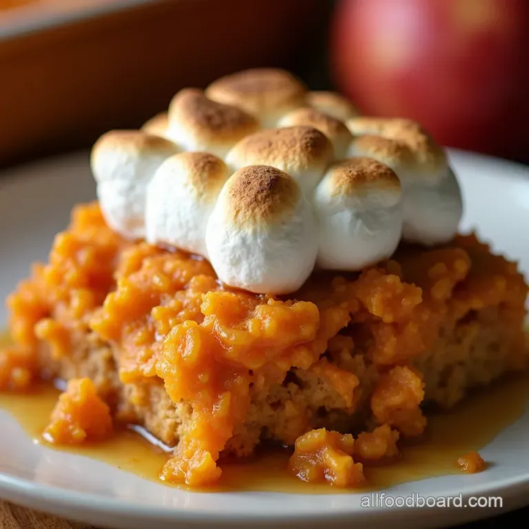 The Best Sweet Potato Casserole with Marshmallows and Toasted Crown presentation