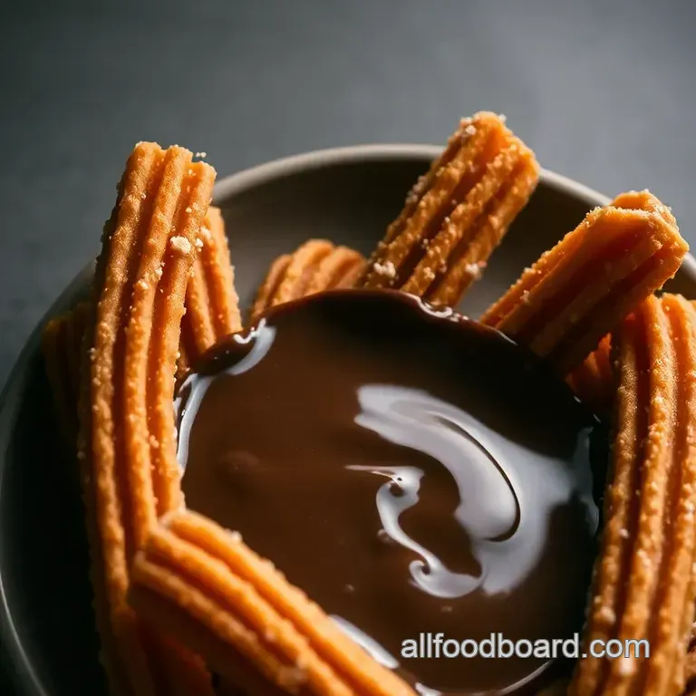 Classic Spanish Churros with Chocolate Dipping Sauce presentation