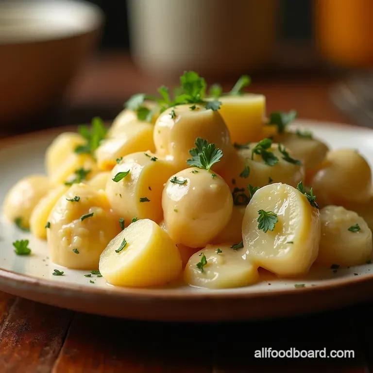 The Ultimate Creamy Tangy Homemade Potato Salad a Proper British Barbecue Staple presentation