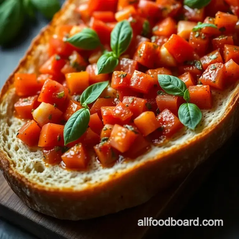 Classic Tomato Basil Bruschetta with Balsamic Drizzle presentation