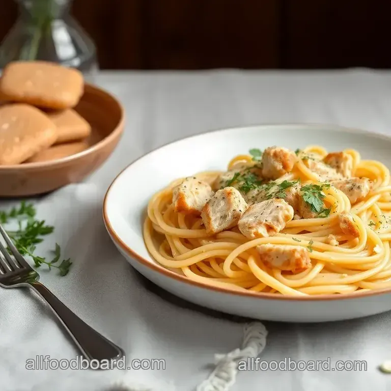 Creamy Garlic Chicken Pasta presentation
