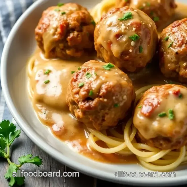 Creamy Alfredo Meatballs presentation