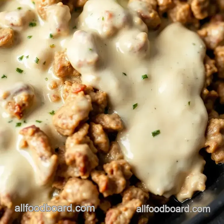Ground Beef with Creamy Alfredo Sauce presentation