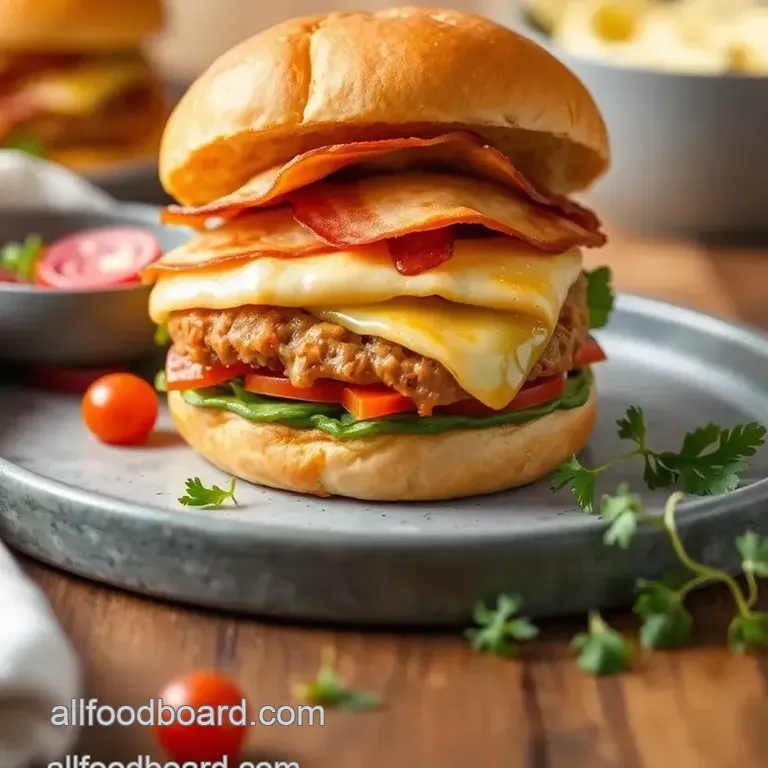 Turkey Bacon Lasagna Burger: A Comfort Food Fusion Delight presentation