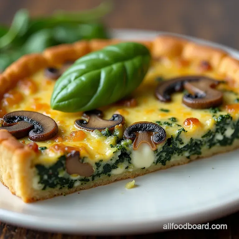 The No Fuss Power Bake Spinach and Mushroom Cottage Cheese Crustless Quiche