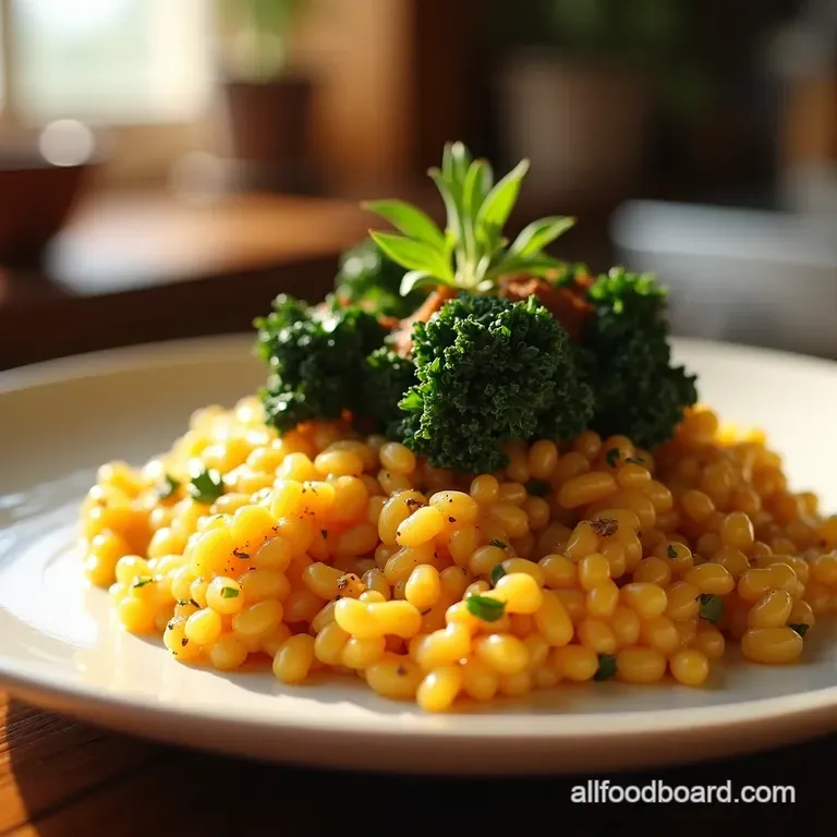 Cozy Autumn Butternut Squash Risotto with Kale presentation