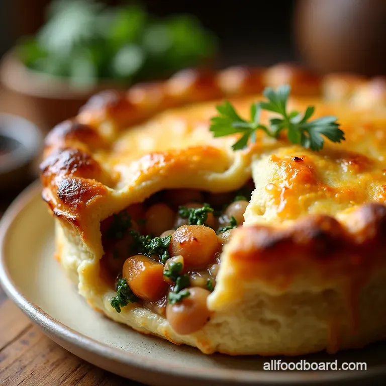 Cozy Vegan Pot Pie with Flaky Herb Crust presentation