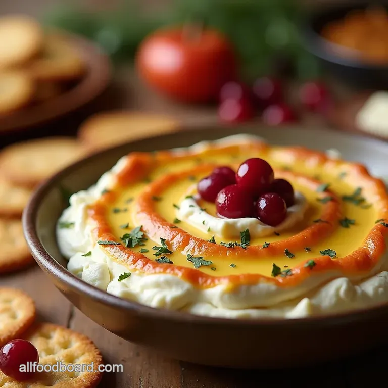 The Festive Firecracker Cranberry Jalapeño Cream Cheese Dip presentation