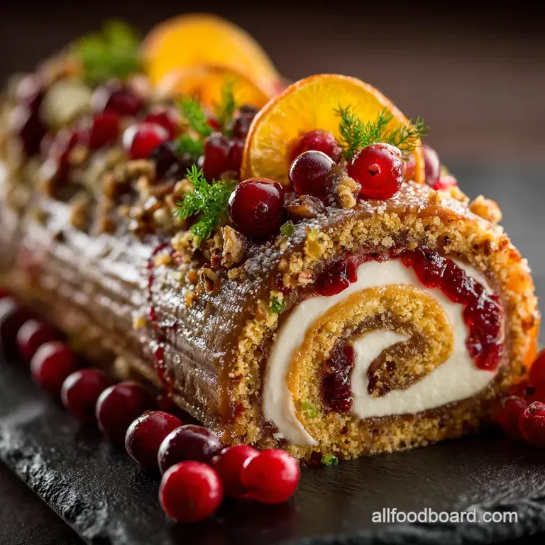 The Festive Forest Roll Dark Chocolate and Cranberryorange B&ucirc;che De No&euml;l presentation