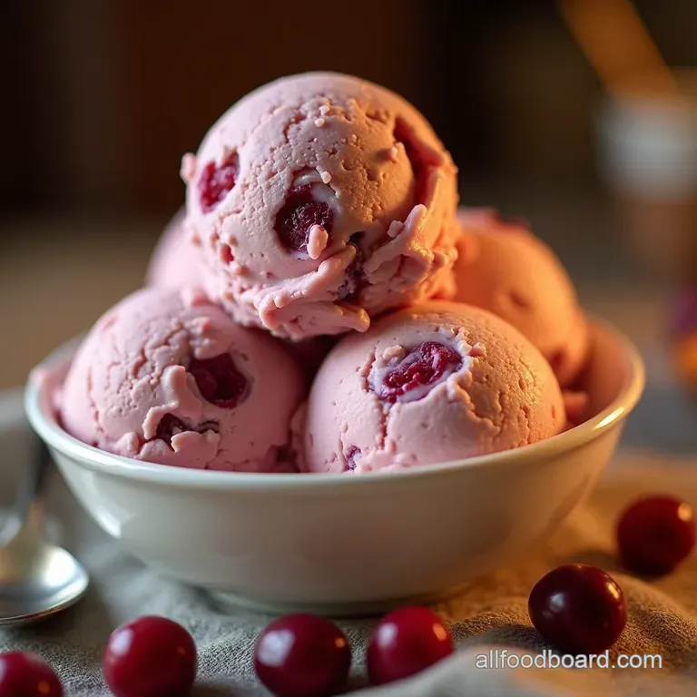 JewelToned Tartness Homemade Cranberry Swirl Custard Ice Cream presentation