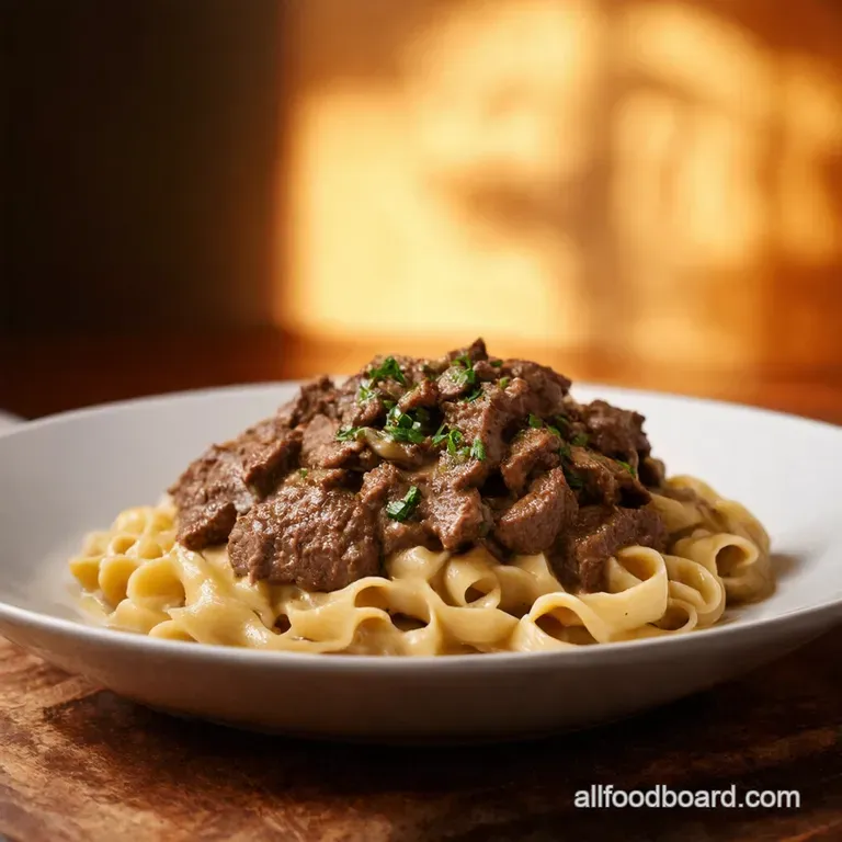 Creamy Beef Mushroom Stroganoff presentation