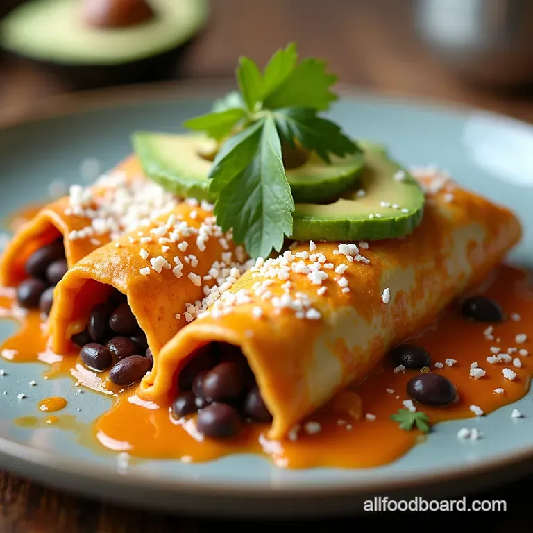 Creamy Black Bean Avocado Enchiladas with Spicy Chipotle Sauce