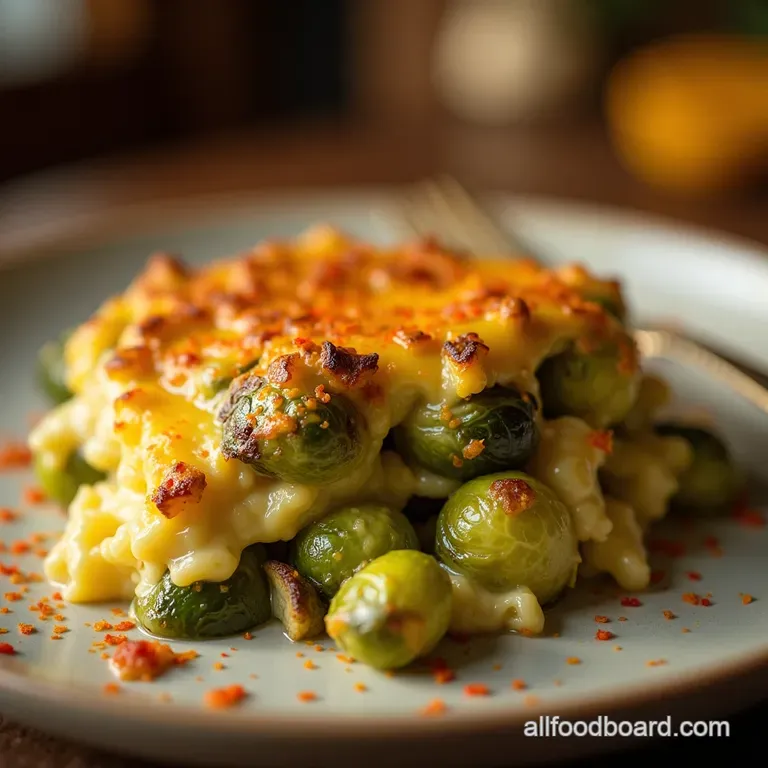 Cheesy Dream Bake Ultimate Creamy Roasted Brussels Sprouts Gratin presentation