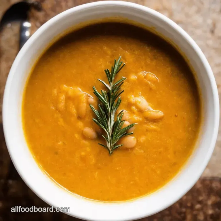Creamy Butter Bean Soup with Rosemary Garlic presentation