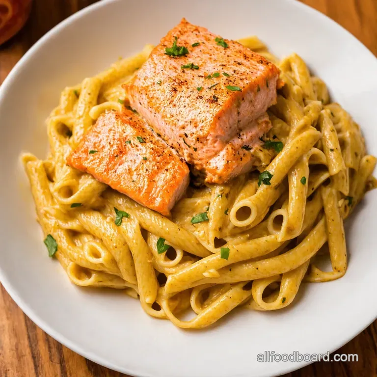 Creamy Cajun Salmon Pasta A Taste of Louisiana presentation