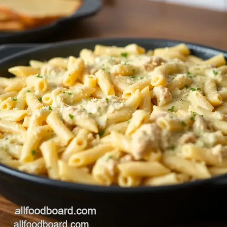Creamy Canned Chicken Alfredo Bake presentation