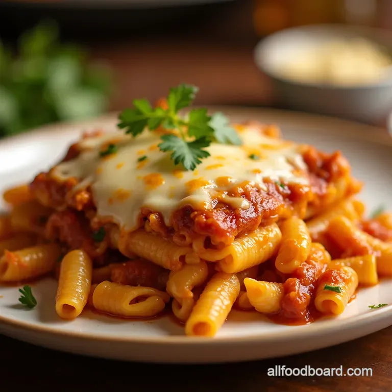 Creamy Cheesy Enchilada Pasta Bake presentation