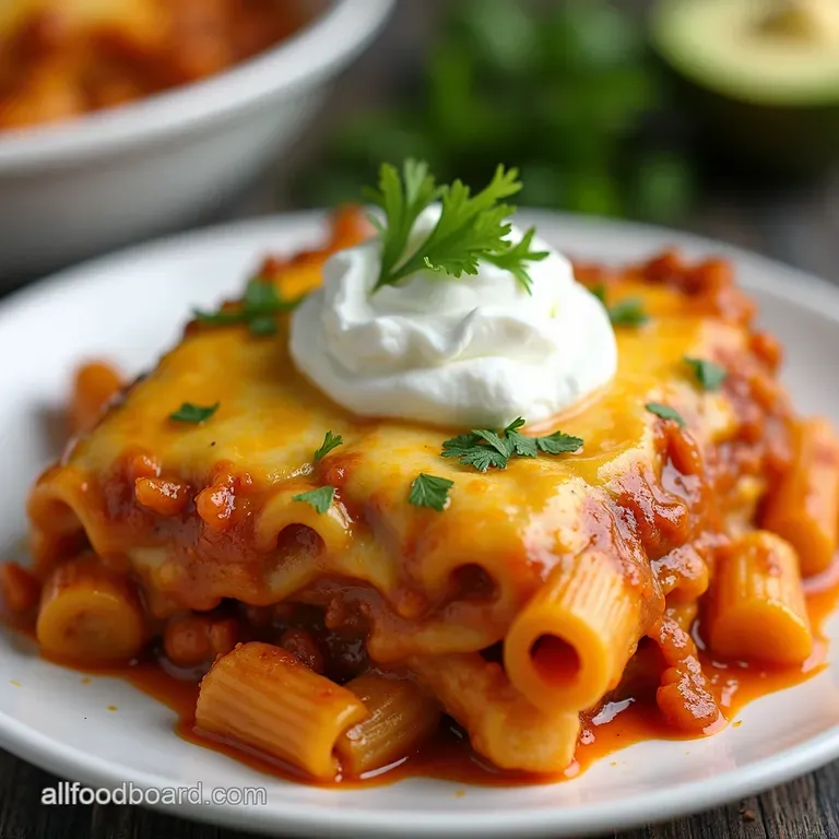 Creamy Cheesy Enchilada Pasta Bake