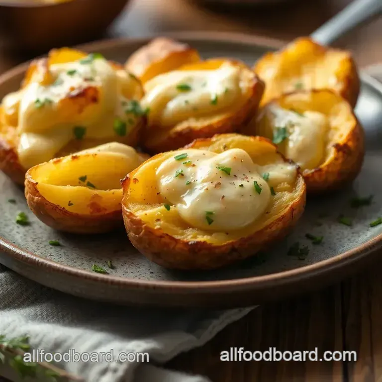Irresistibly Cheesy Baked Potatoes with Creamy Goodness presentation