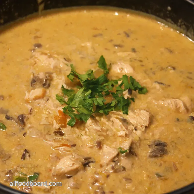 Creamy Chicken and Wild Rice Soup presentation