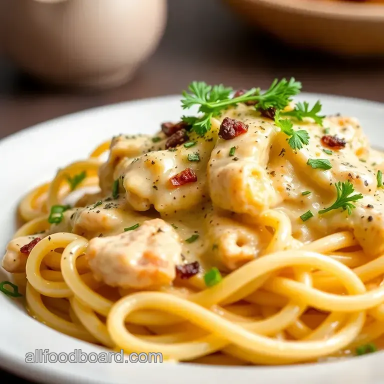 Creamy Chicken Carbonara presentation