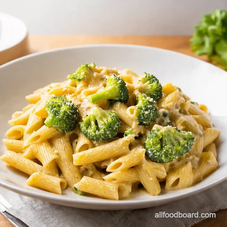 Creamy Dreamy Broccoli Cheese Pasta presentation