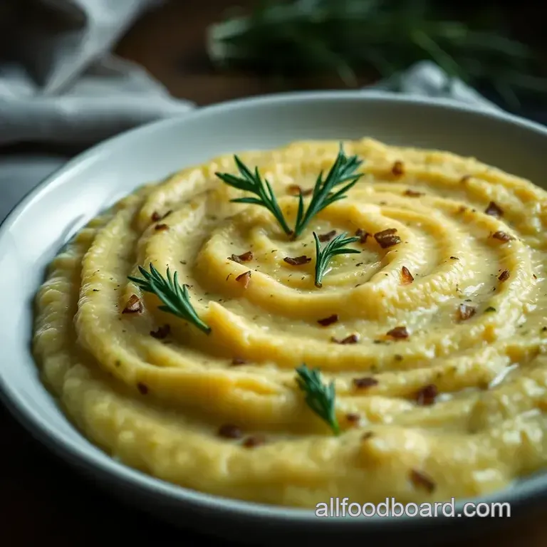 Creamy Dreamy Polenta with Roasted Garlic & Rosemary presentation