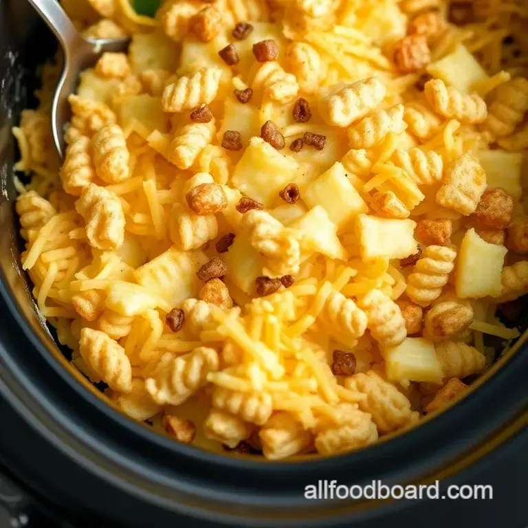 Creamy Funeral Potatoes in a Crock Pot presentation