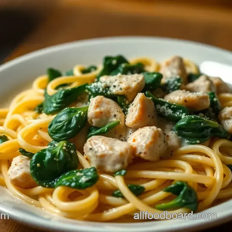 Creamy Garlic Chicken and Spinach Pasta