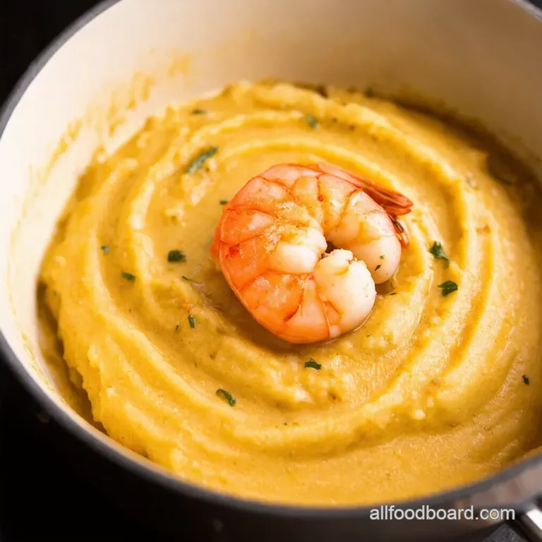 Creamy Garlic Shrimp Bliss on a Cloud of Mashed Potatoes presentation
