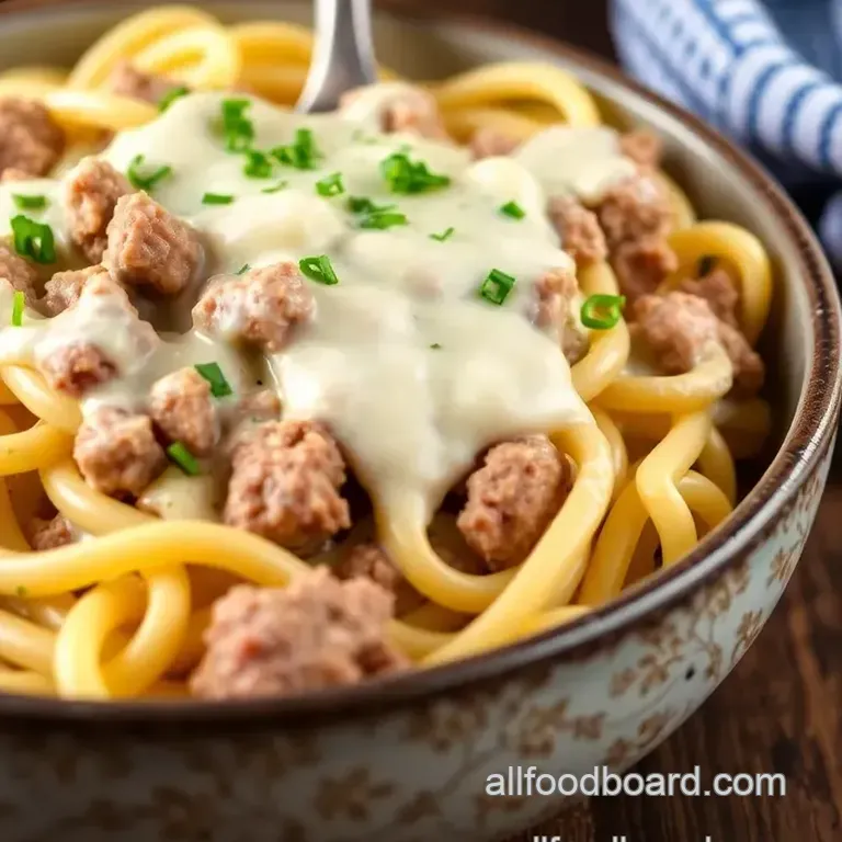 Ground Beef Alfredo presentation