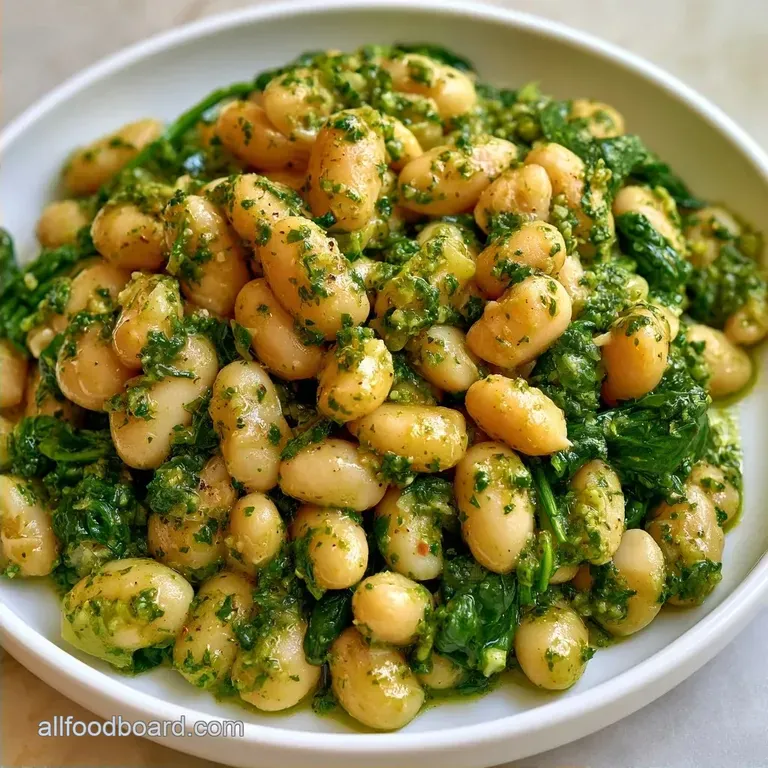 Creamy Pesto Beans with Spinach