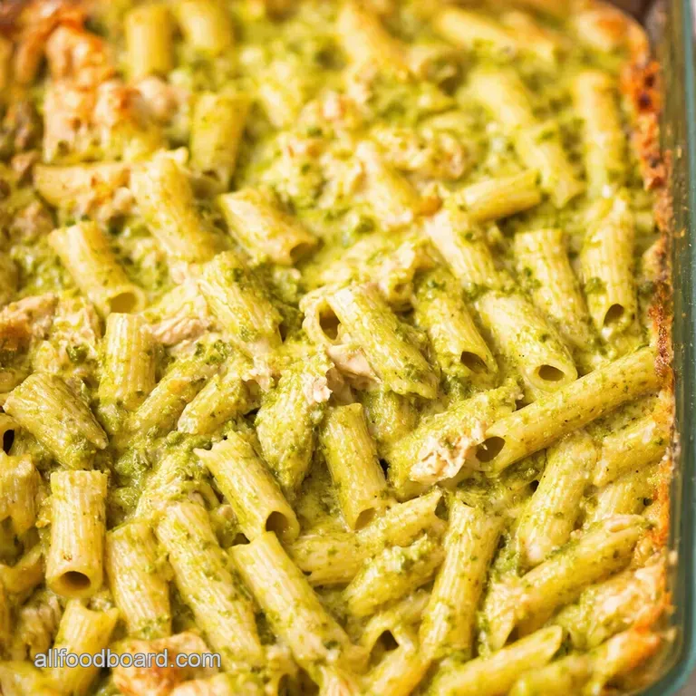 Creamy Pesto Chicken Pasta Bake presentation