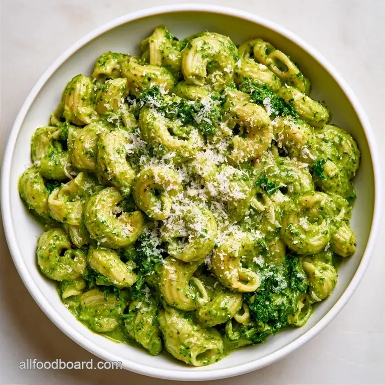 Creamy Pesto Kale Pasta with Parmesan
