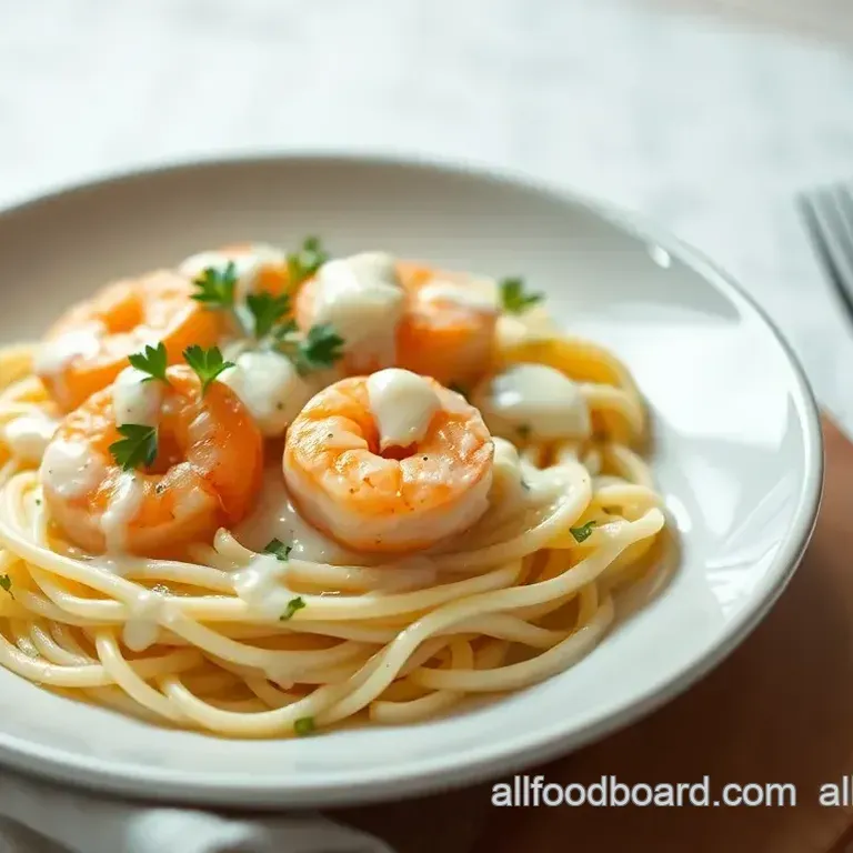 Quick Shrimp Fettuccine Creamy Alfredo Dish