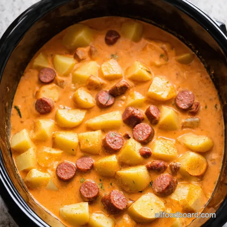 Creamy Smoked Sausage and Potato Crockpot Comfort presentation