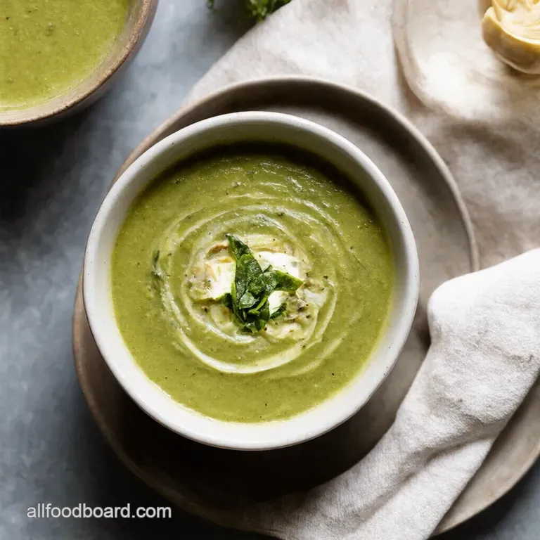 Creamy Spinach Artichoke Soup presentation