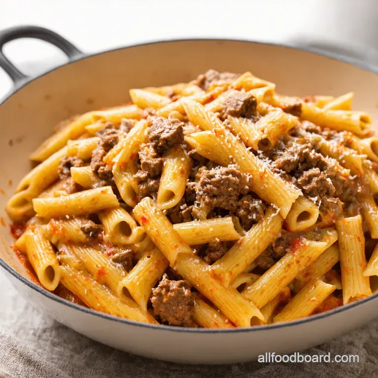 Creamy Stovetop Ground Beef Pasta OnePot Wonder presentation