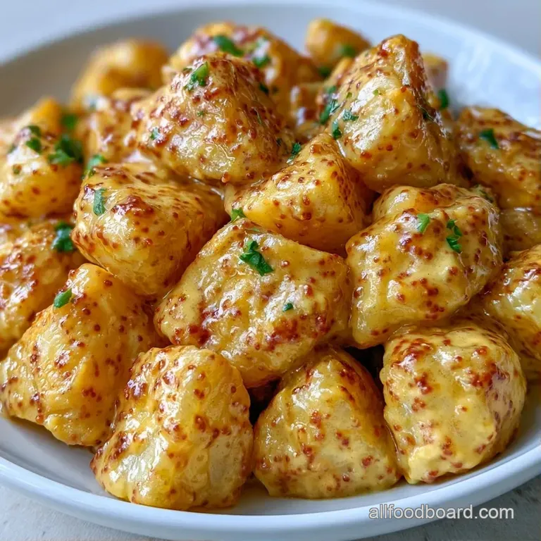 Neatly scooped creamy potato chunks on a white platter, garnished with fresh chives and a drizzle of golden olive oil.